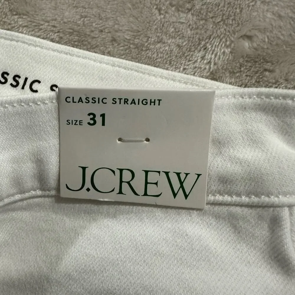 J.Crew Classic Straight Jeans Women's 31 White Slim High Rise Cotton Spandex NWT
